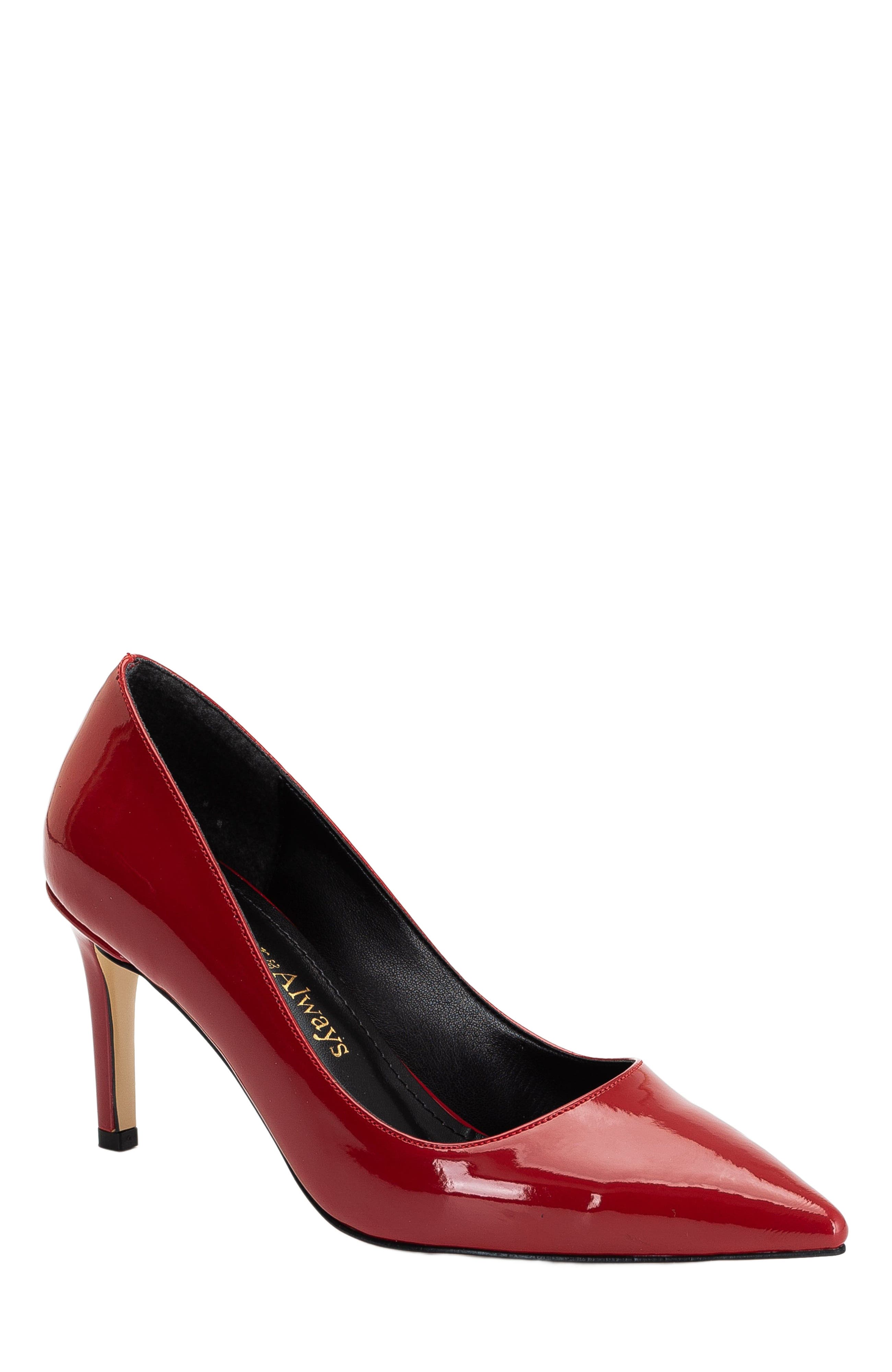 Perla Pointed Toe Stiletto Pumps, Alternate, color, Red Patent