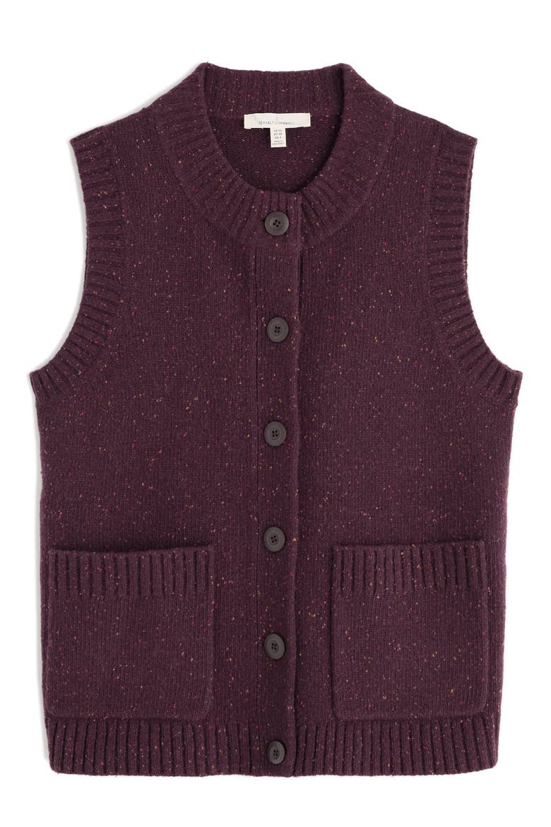 Harbour Sands Wool Blend Sweater Vest, Alternate, color, KNIT MELANGE DARK HELLEBORE
