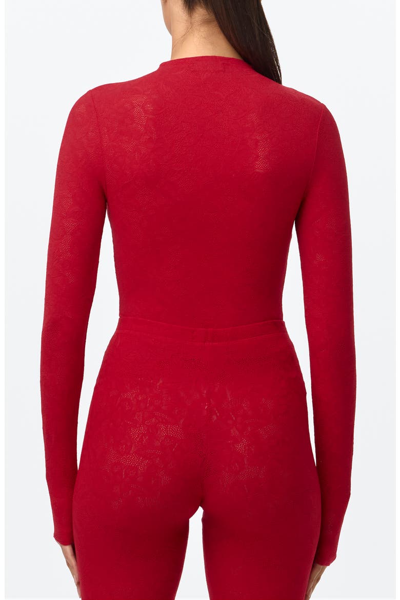 Scalloped Hem Stretch Lace Top, Alternate, color, RUBY RED