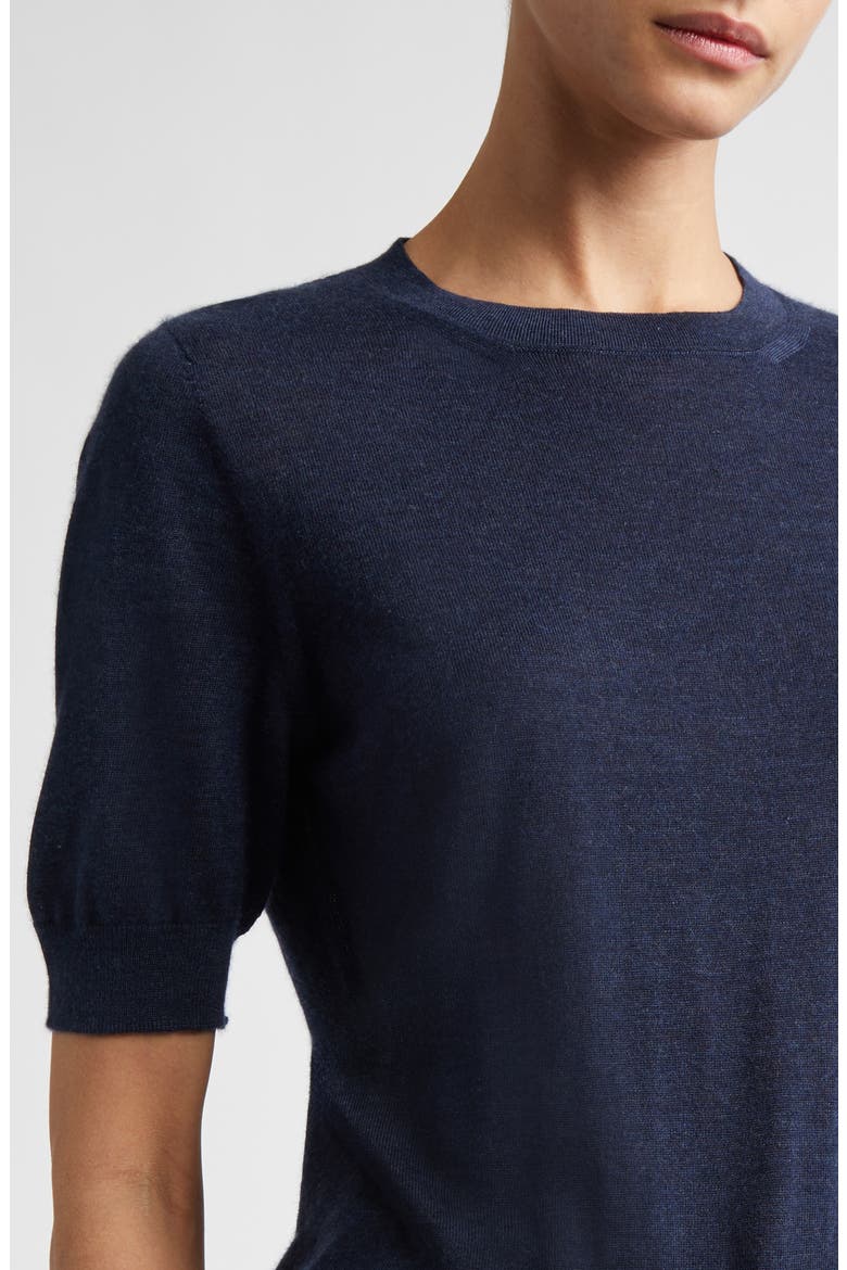 Honor Short Sleeve Cashmere Crewneck Sweater, Alternate, color, BARRA NAVY
