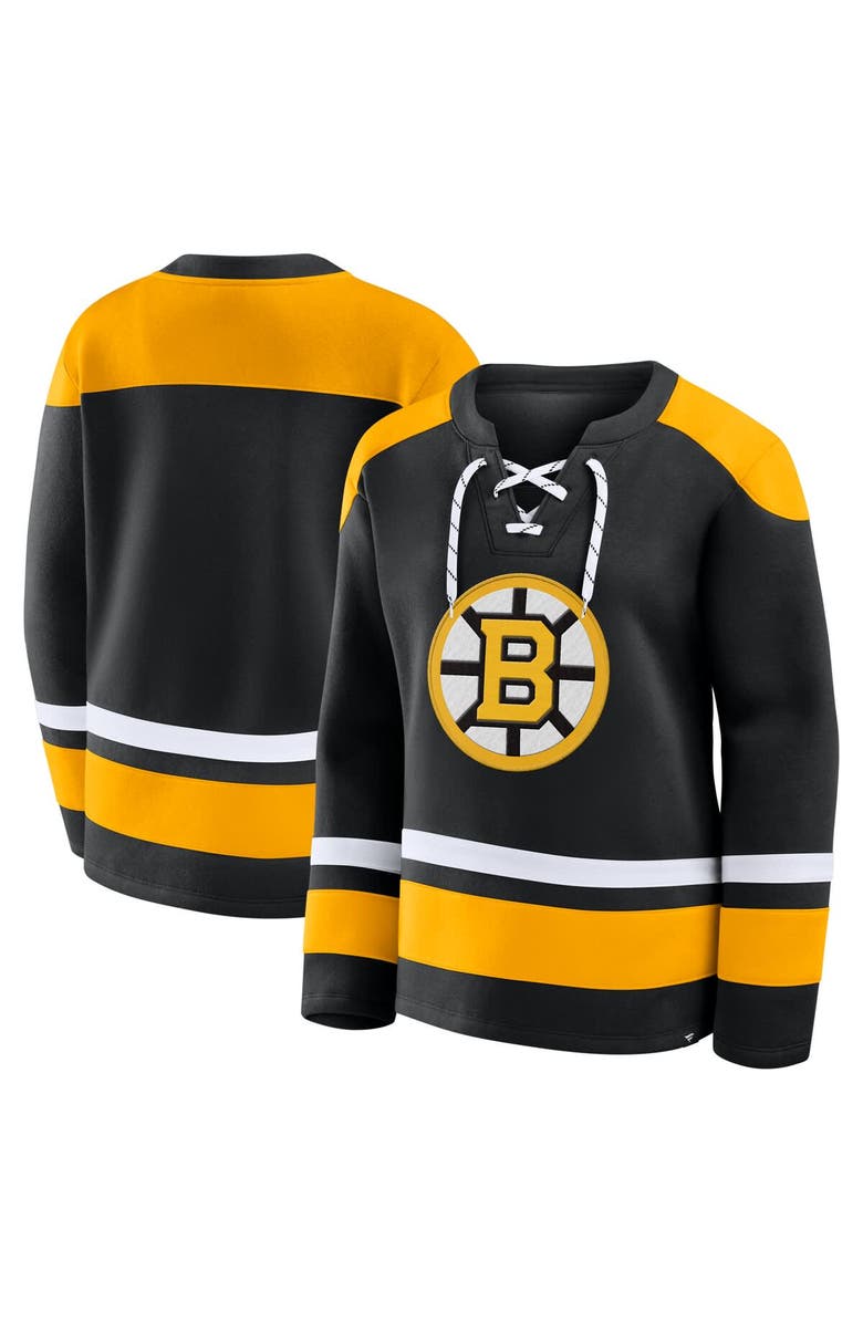 FANATICS Women's Fanatics  Black Boston Bruins Icing Fleece Lace Up Sweatshirt, Main, color, Black