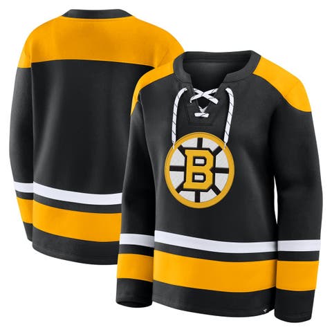 Women's Fanatics  Black Boston Bruins Icing Fleece Lace Up Sweatshirt