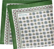 Eton Geometric Print Linen Pocket Square