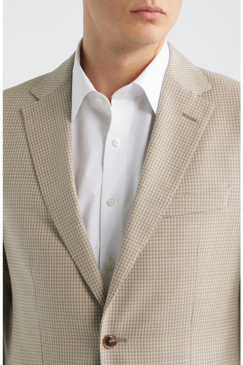Hutson Slim Fit Tan Houndstooth Check Virgin Wool Sport Coat, Alternate, color, BEIGE/ KHAKI