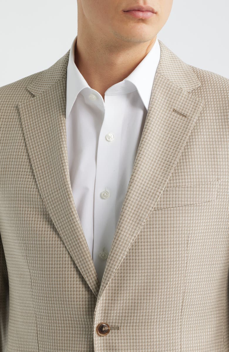 BOSS Hutson Slim Fit Tan Houndstooth Check Virgin Wool Sport Coat, Alternate, color, Beige/ Khaki