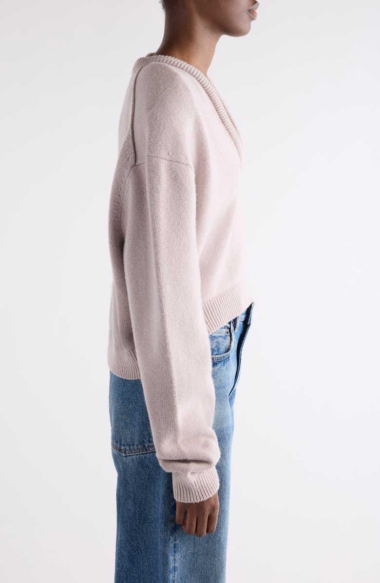 Acne Studios Kolid Richard Yak Hair & Wool V-Neck Crop Sweater, Alternate, color, Pale Grey