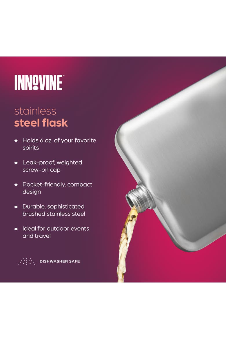 Brushed Stainless Steel Flask, Alternate, color, Silver