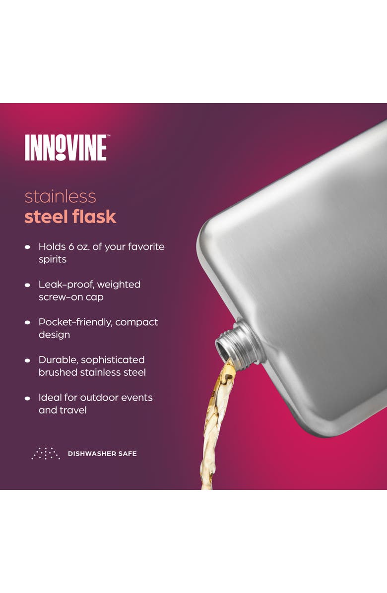 Innovine Brushed Stainless Steel Flask, Alternate, color,