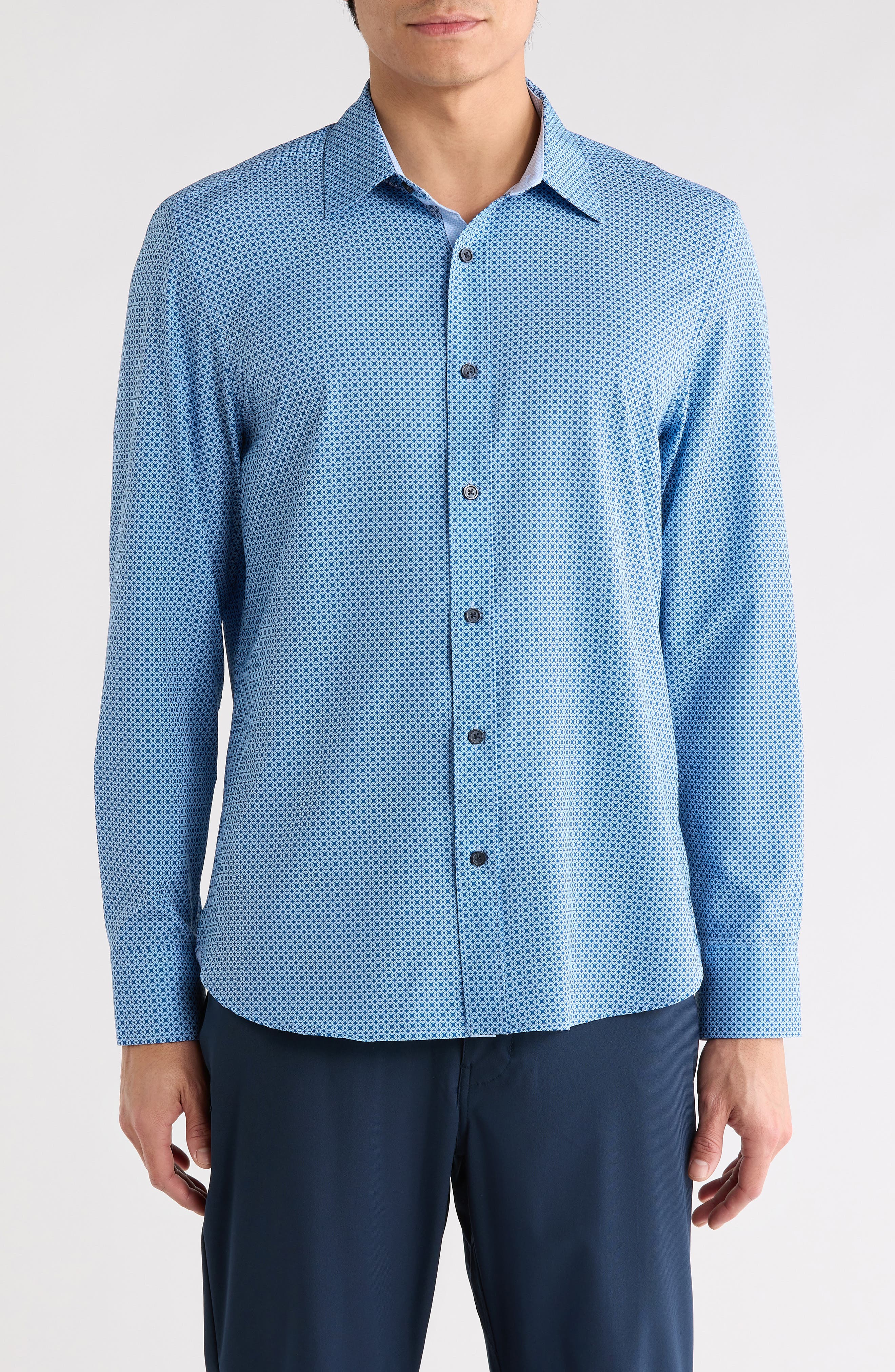 CONSTRUCT Slim Fit Geometric Print Button-Up Shirt