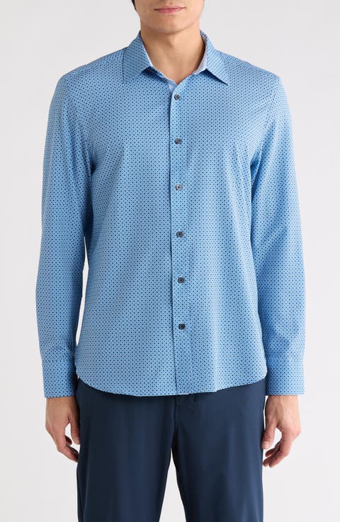 Slim Fit Geometric Print Button-Up Shirt