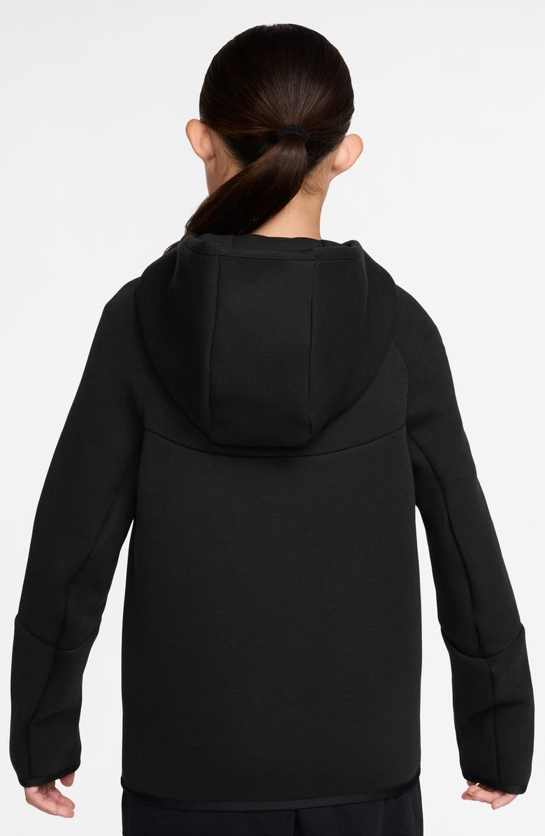 Nike Kids' Logo Detail Zip Front Tech Fleece Hoodie, Alternate, color, Black/ Challenge Red