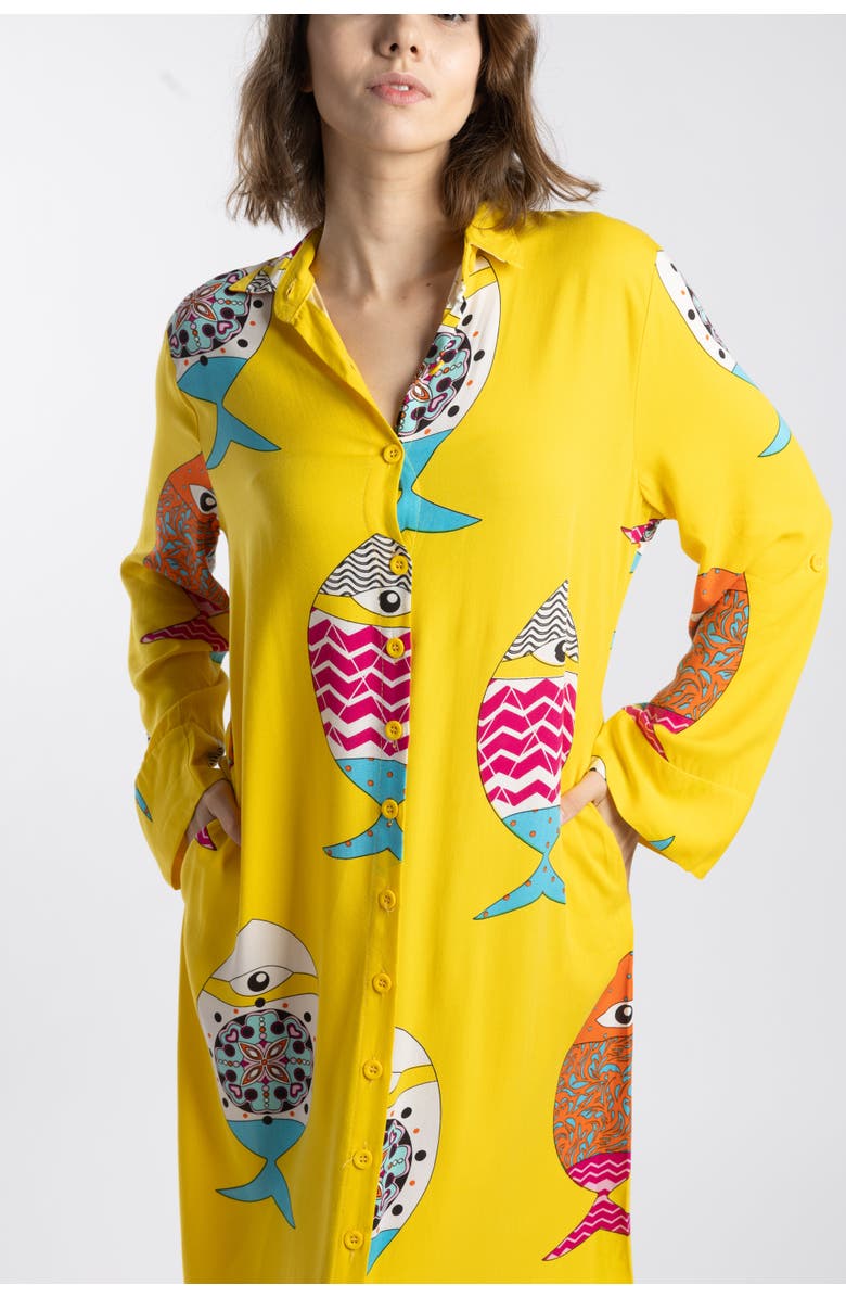 Le Fafo Silla Dress, Alternate, color, Yellow Printed