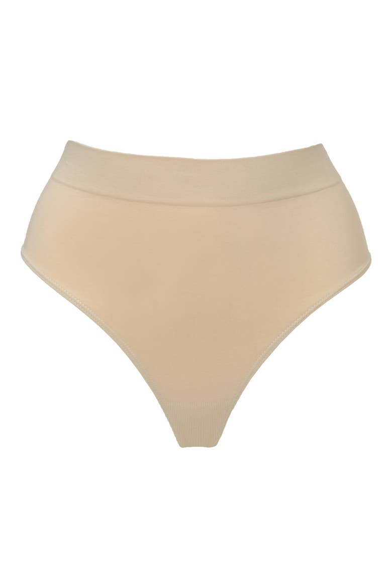 Comfort Seamless Shaping Thong, Alternate, color, LATTE
