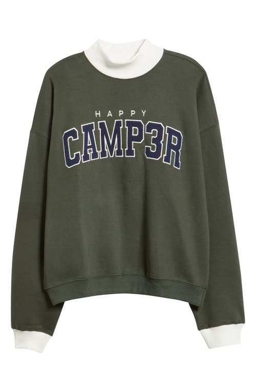 Happy Camp3r Logo Appliqué Mock Neck Graphic Sweatshirt In Green