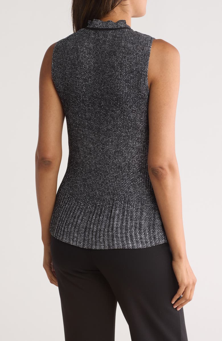 DKNY Tie Neck Sleeveless Pleated Top, Alternate, color, Black/ White