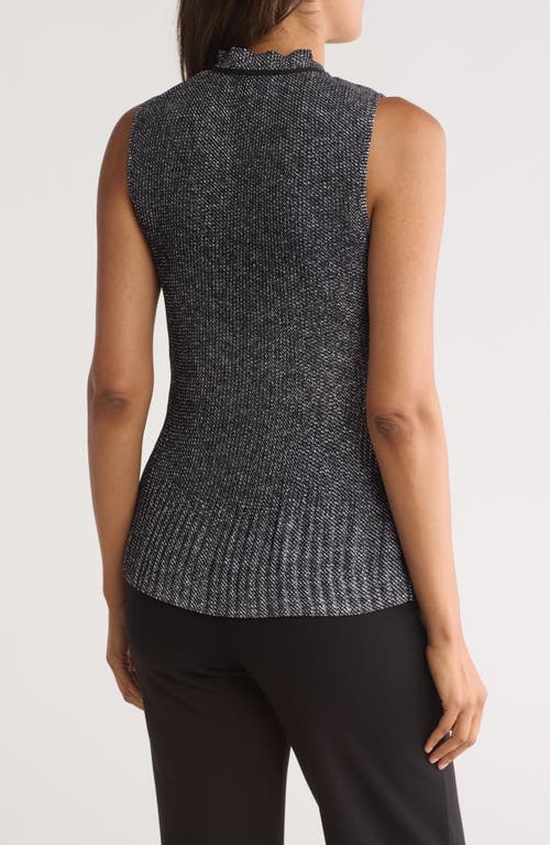 Dkny Tie Neck Sleeveless Pleated Top In Gray