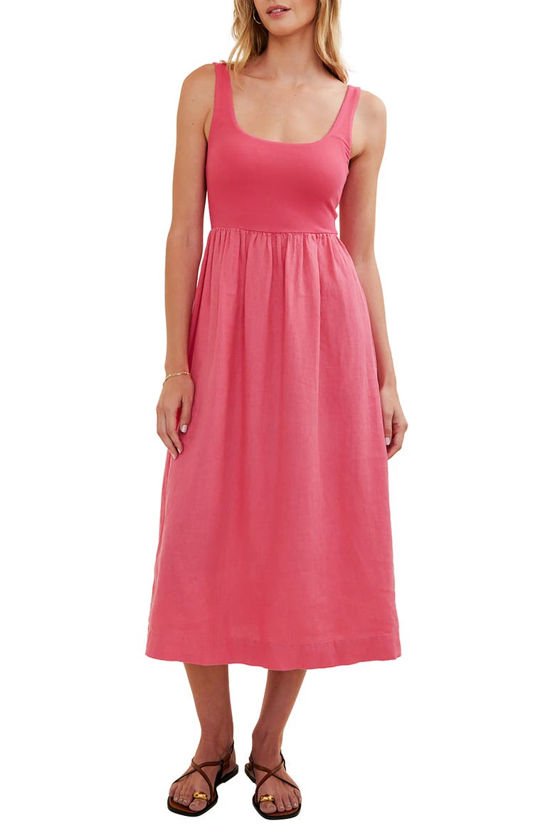 Mixed Media Midi Dress, Main, color, SPICED HIBISCUS