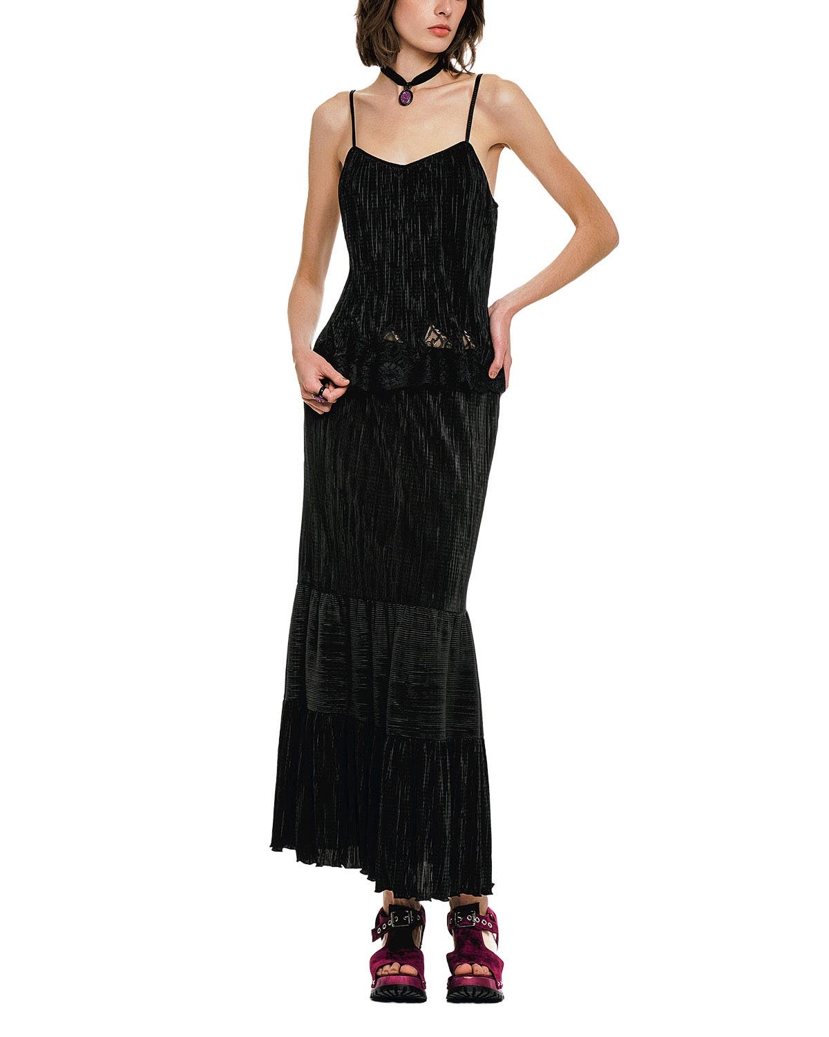 Plisse Tiered Maxi Skirt - image 2