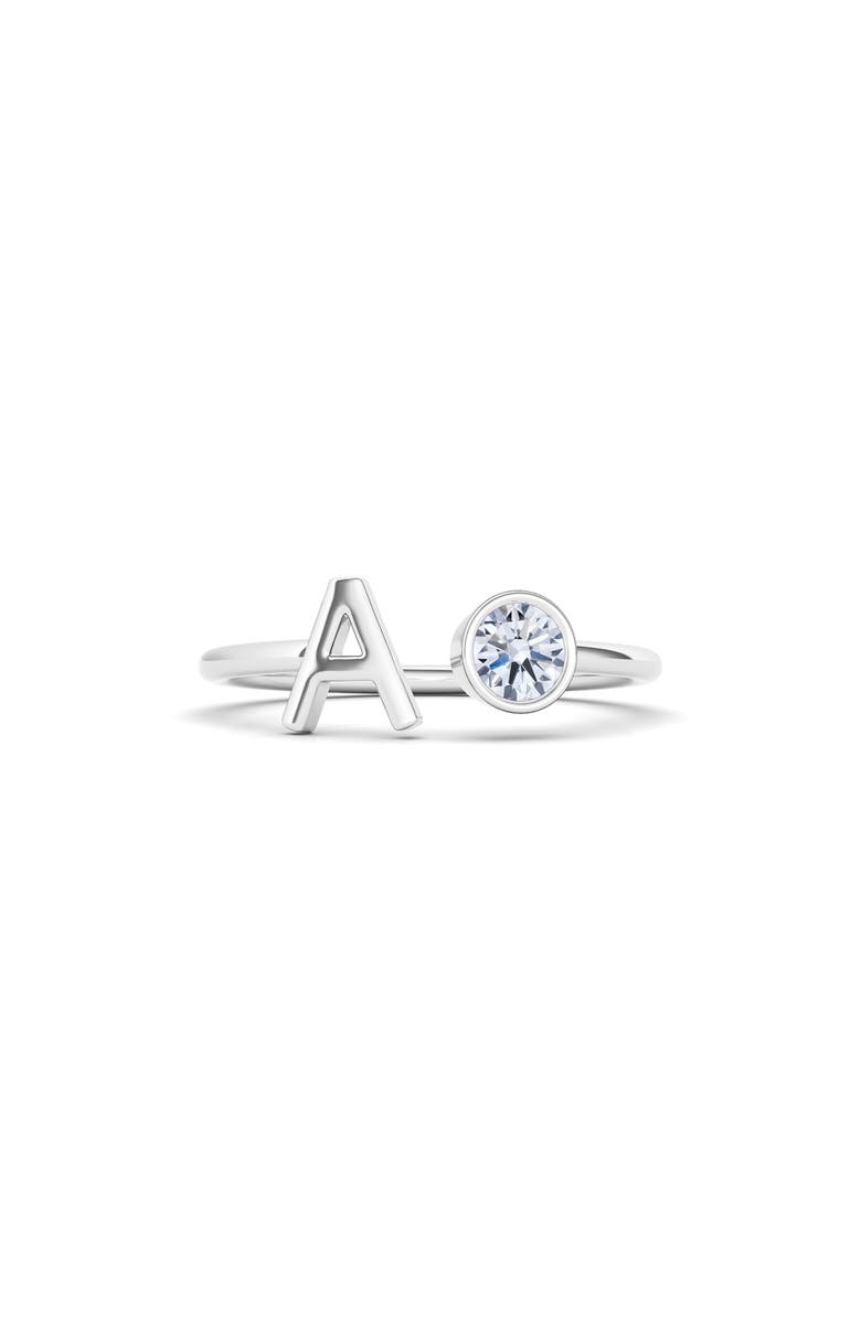 HauteCarat Lab Grown Diamond Letter Ring, Main, color, 18K White Gold - A