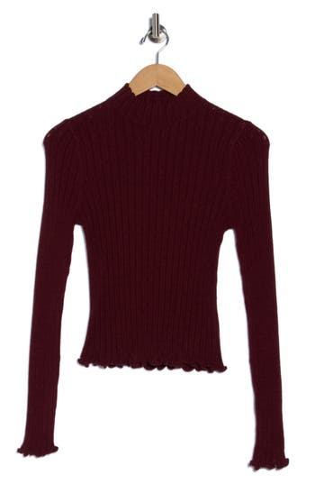 Elodie Pointelle Stitch Top In Burgundy
