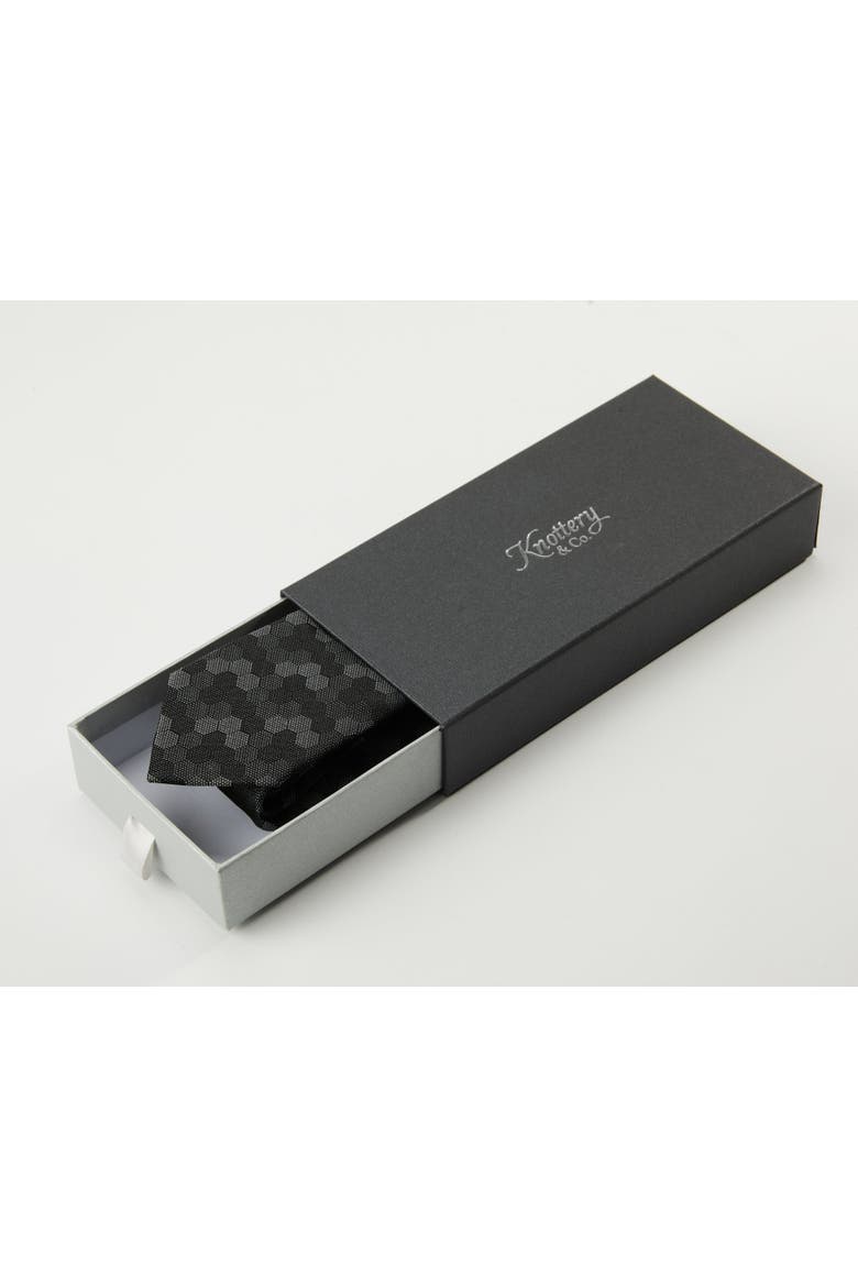 Hexloop Silk Jacquard Tie, Alternate, color, Charcoal