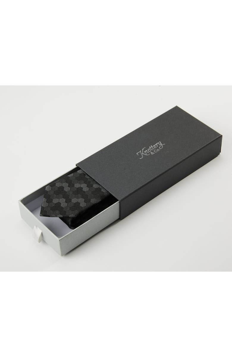 Knottery & Co Hexloop Silk Jacquard Tie, Alternate, color, Charcoal