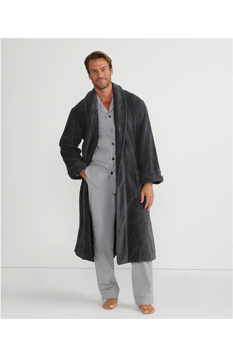 Lands' End Calf Length Turkish Terry Robe, Alternate, color, Charcoal