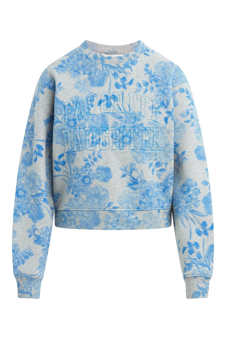 Classic Embroidered Floral Crop Cotton Blend Sweatshirt, Main, color, DISTRESS FLORAL PRINT