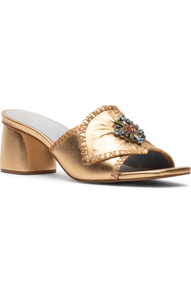 Frances Valentine Isa Faux Leather Slide Sandal, Main, color, Platino