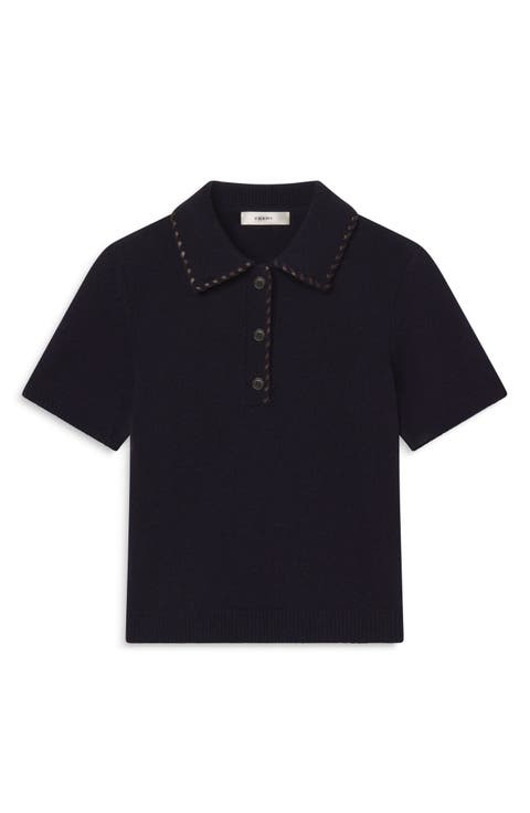 Leather Whipstitch Wool & Cashmere Sweater