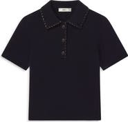 FRAME Leather Whipstitch Wool & Cashmere Sweater