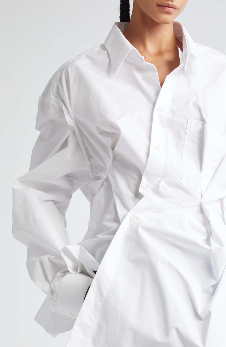 Maison Margiela Oversize Décortiqué Raw Hem Button-Up Shirt, Alternate, color, 