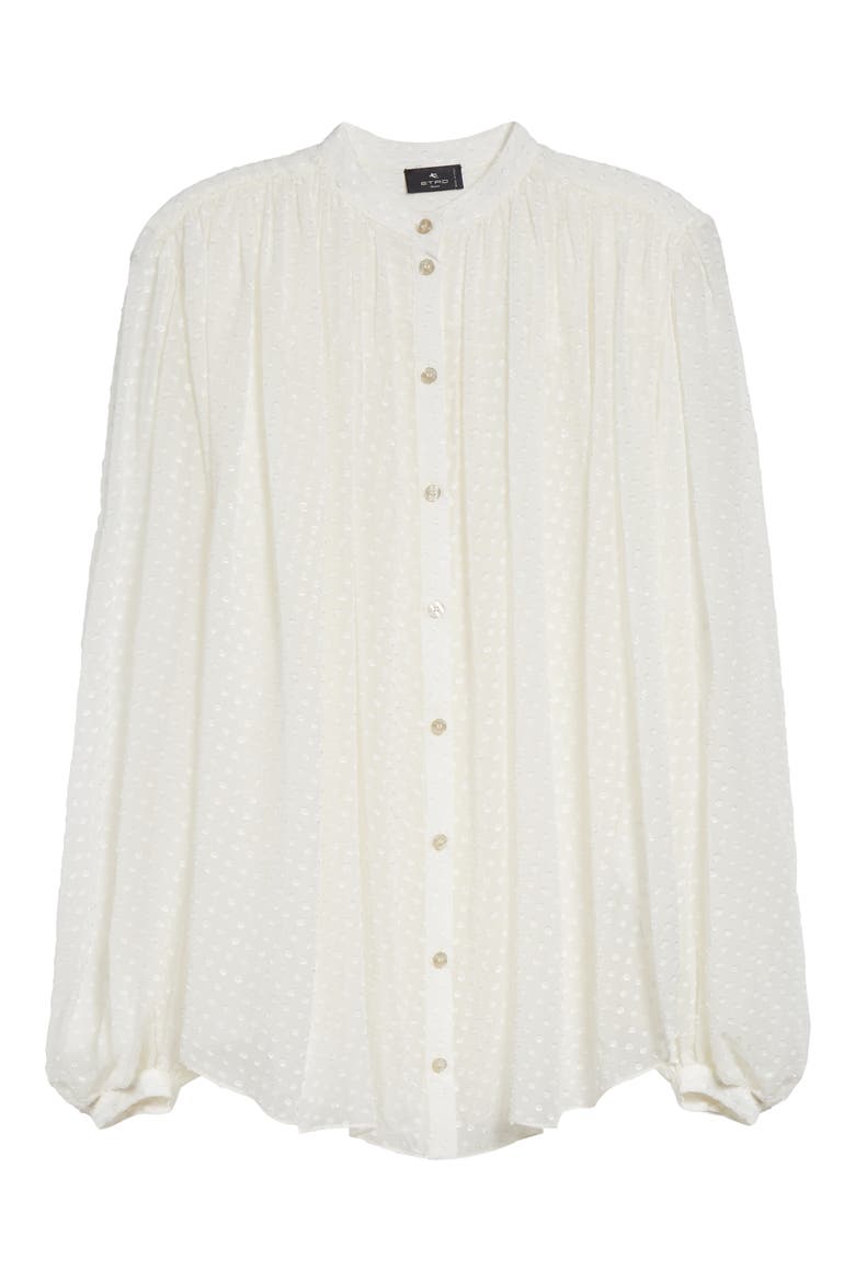 Pleated Silk Blend Shirt, Alternate, color, WHITE