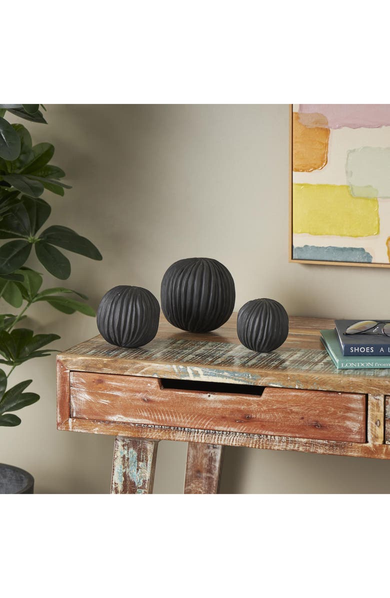 SONOMA SAGE HOME 3-Piece Black Teak Wood Decorative Orbs, Alternate, color, Black