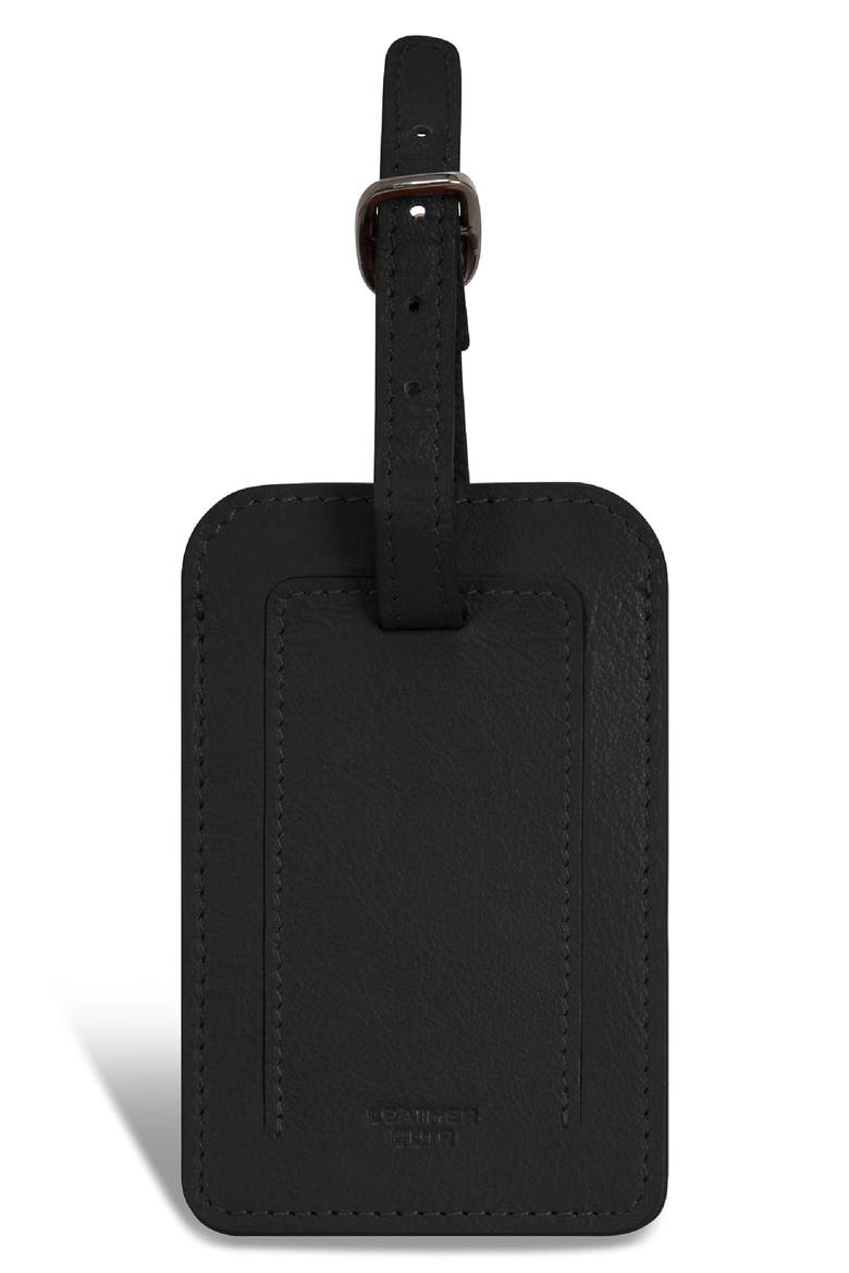Leather Luggage Tags, Alternate, color, BLACK