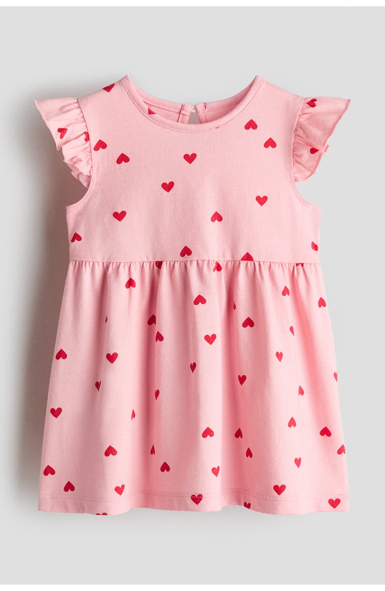 H&M Cotton Dress, Main, color, Light Pink/Hearts