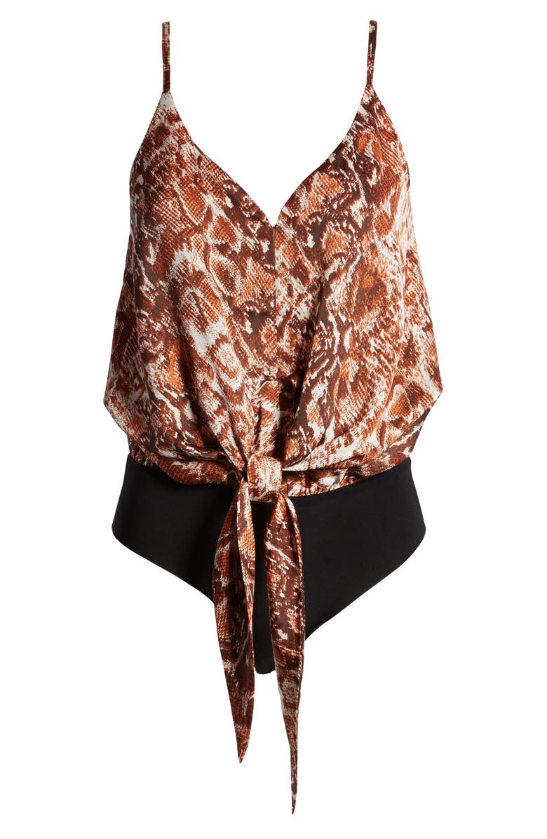 J.O.A. Tie Front Bodysuit, Alternate, color, 