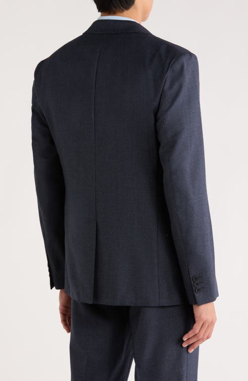 Theory Clinton Slim Fit Navy Houndstooth Wool Blend Blazer In Blue
