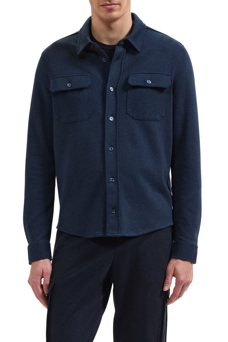 Long Sleeve Knit Button Down Shirt, Main, color, NAVY