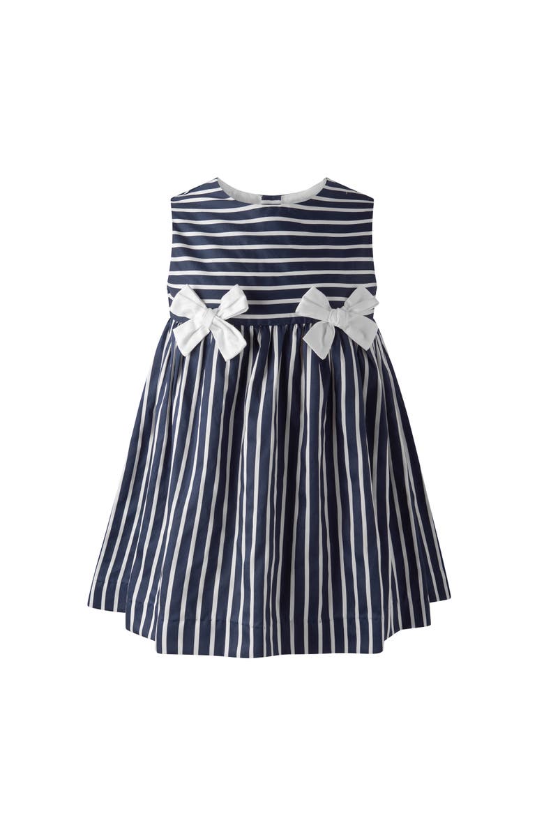 Rachel Riley Stripe Bow Dress, Main, color, Navy
