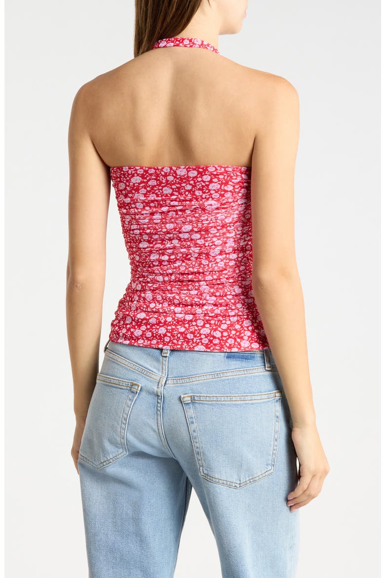 Kenzie Mesh Halter Top, Alternate, color, RED DITSY FLORAL