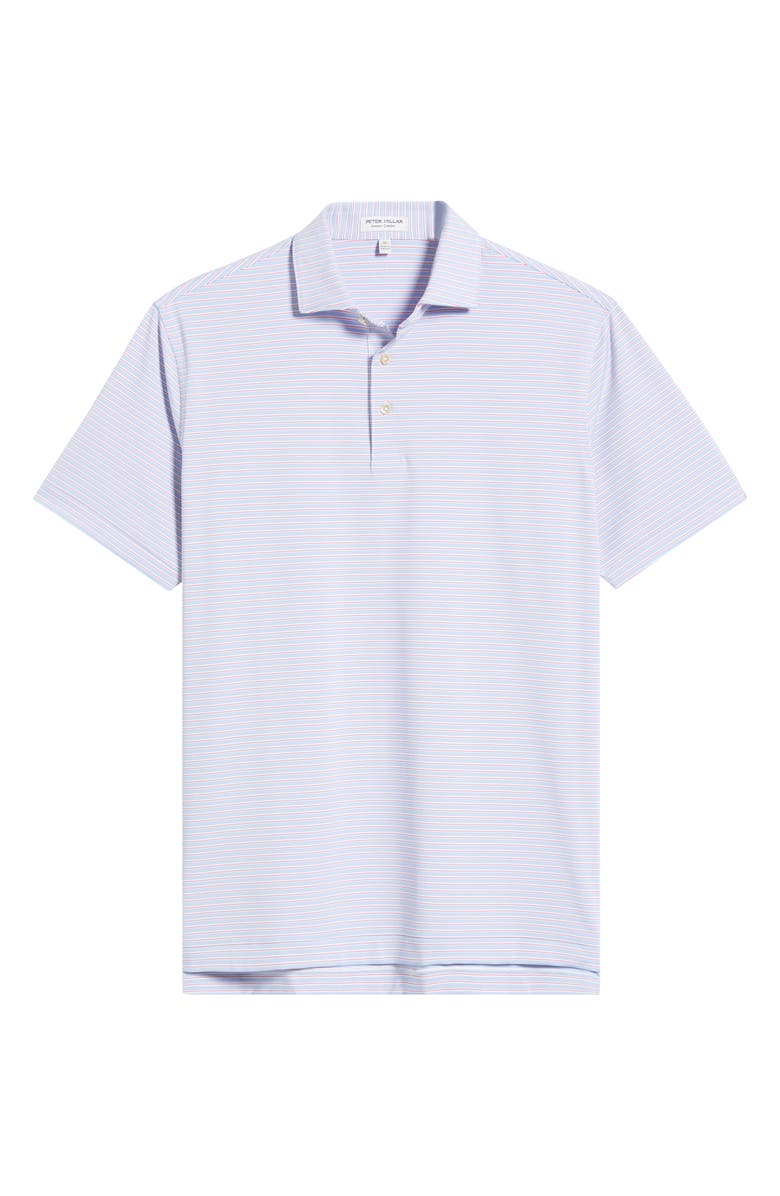 Peter Millar Daven Stripe Performance Jersey Polo, Alternate, color, White / Evening Tide