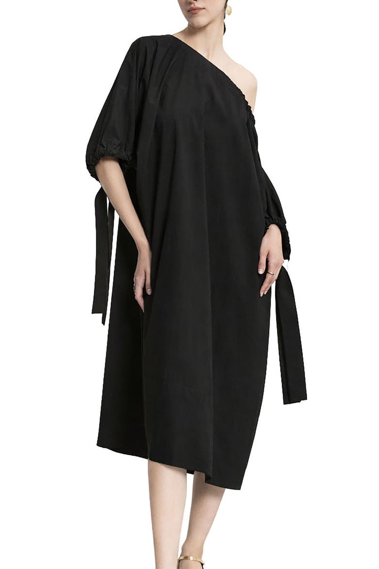 Poplin Midi Dress, Main, color, Black