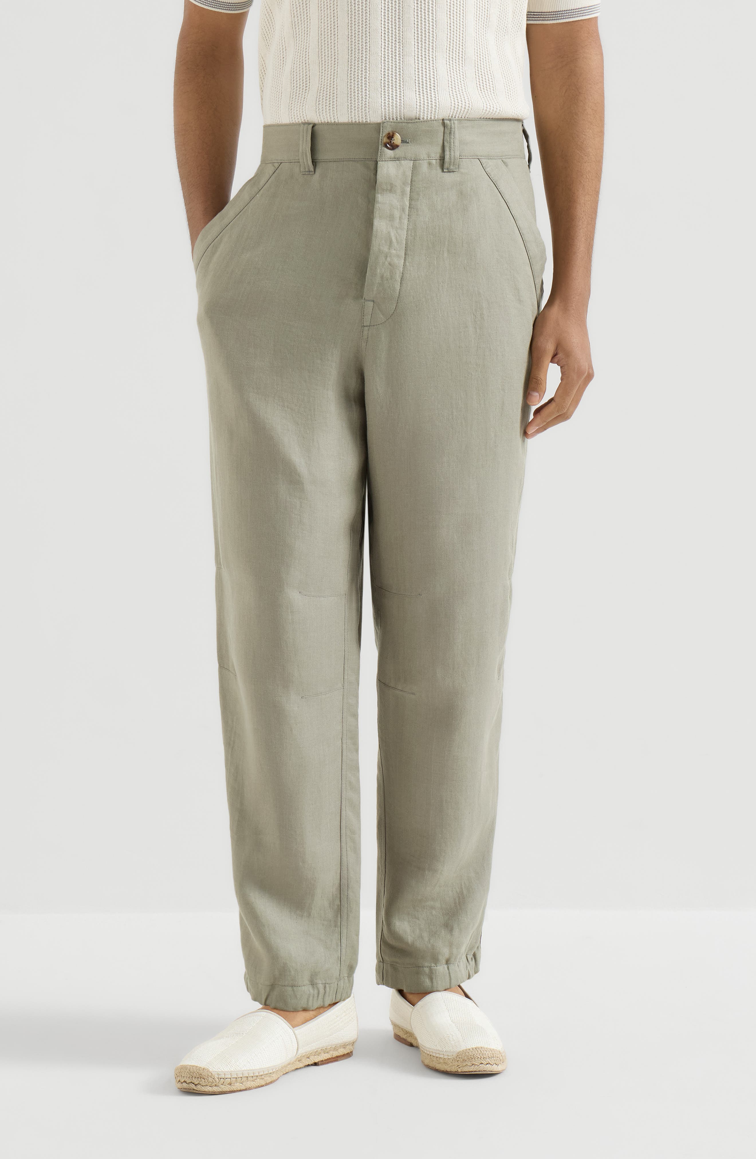Linen trousers with drawstring - image 3