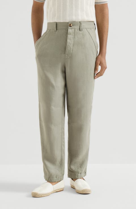 Linen trousers with drawstring