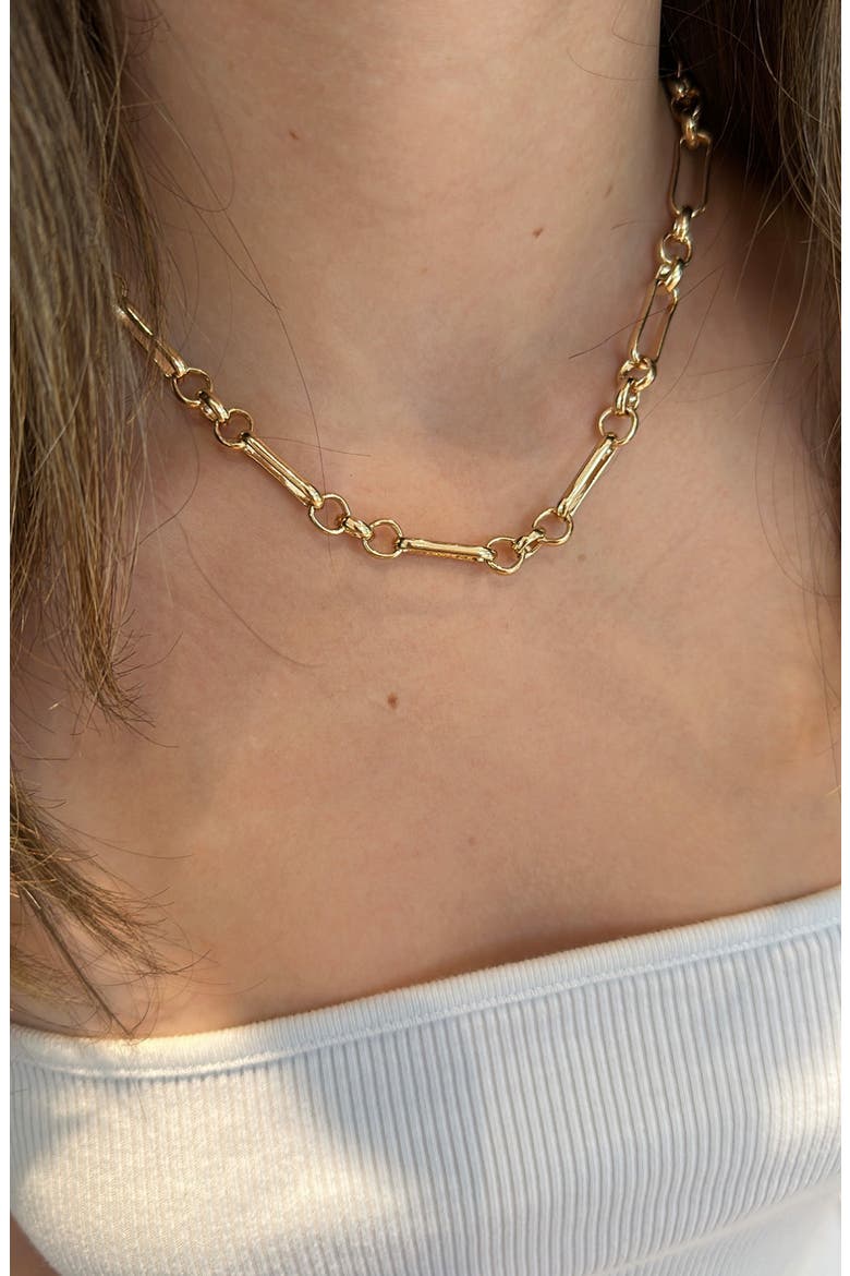 Paper Clip & Circle Necklace, Alternate, color, GOLD