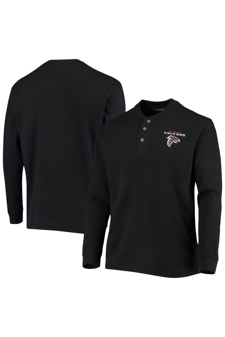 Men's Dunbrooke Black Atlanta Falcons Logo Maverick Thermal Henley Long Sleeve T-Shirt, Alternate, color, Black