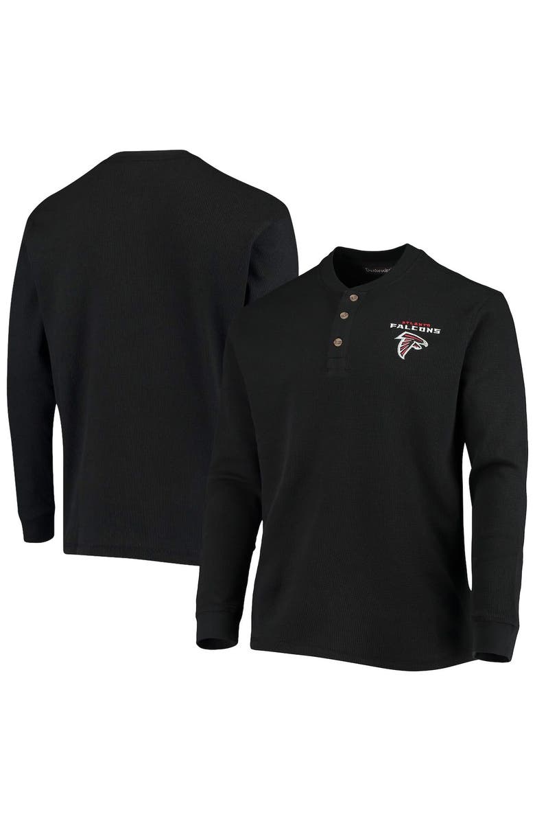 DUNBROOKE Men's Dunbrooke Black Atlanta Falcons Logo Maverick Thermal Henley Long Sleeve T-Shirt, Alternate, color, Black