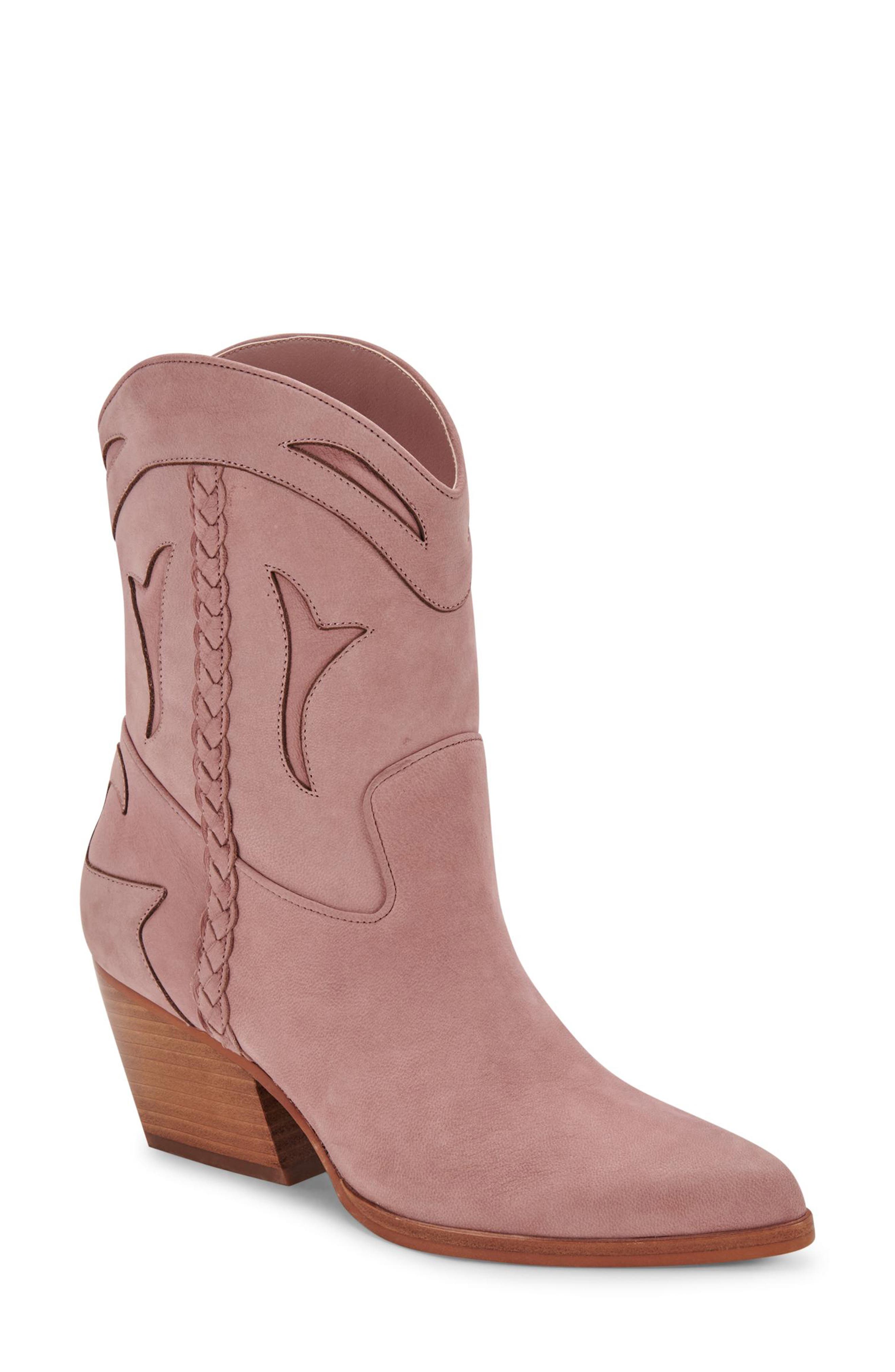 Loral Western Boot, Main, color, ROSE NUBUCK