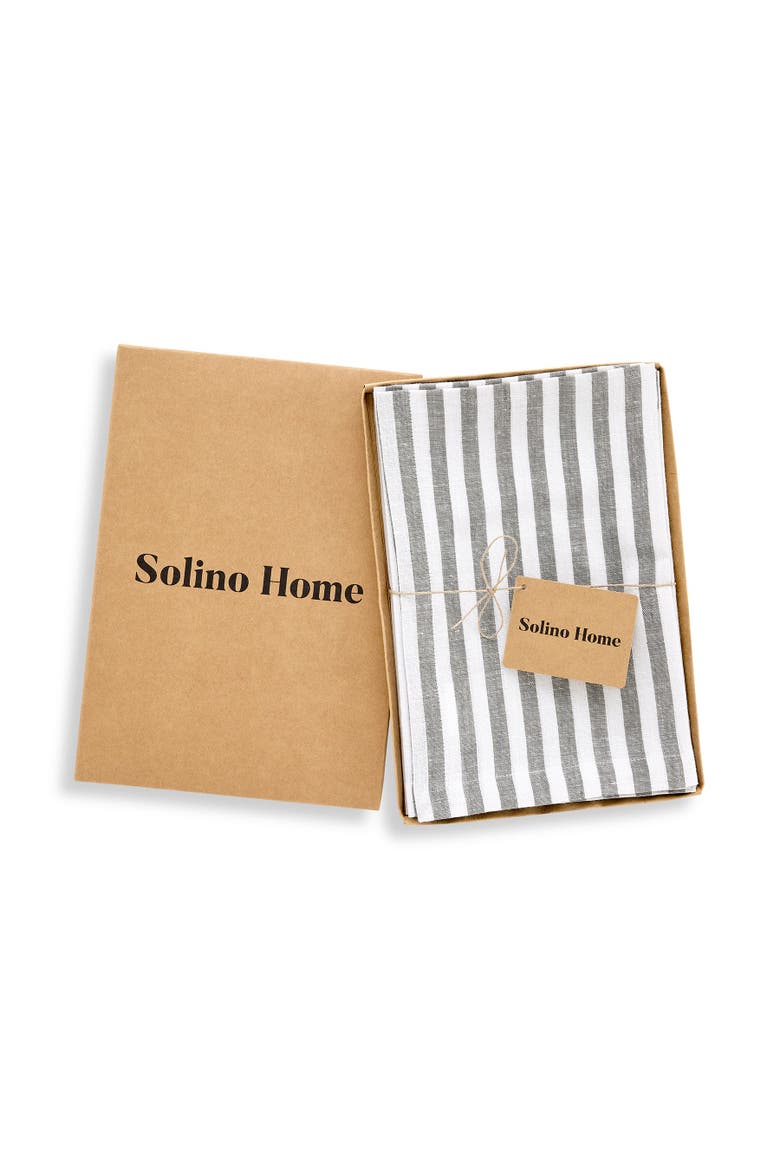 Linen Dinner Napkins Set of 4, 20 x 20" - Amalfi Stripe, Alternate, color, Grey and White